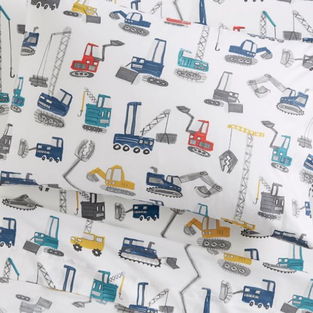 POTTERY BARN KIDS Jax Construction Organic Toddler Sheet Set